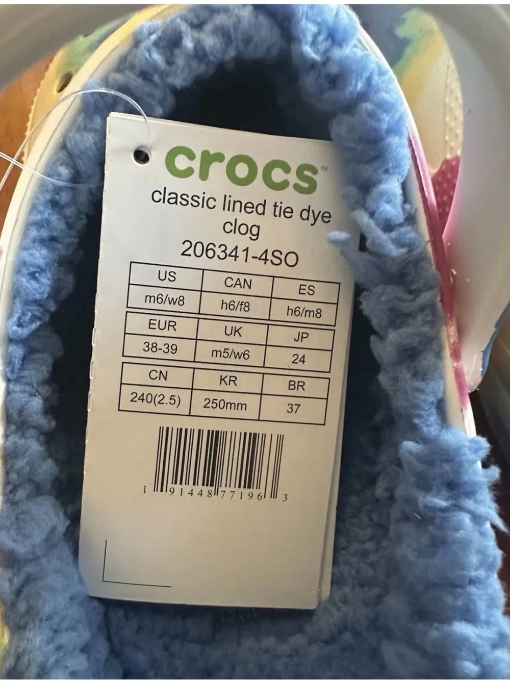 Sabot Crocs Classic doublé tie dye unisex  taille M6/W8
